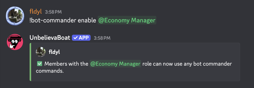setting a bot commander role