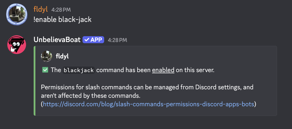 enable command