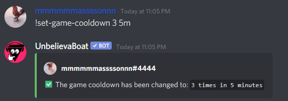 Changing the game cooldown