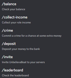 Slash Command List