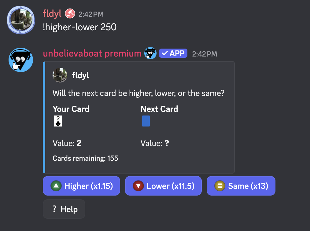 starting higher or lower  game