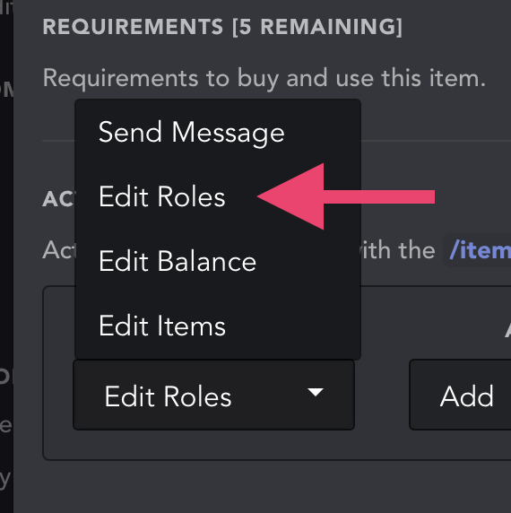 Edit role option